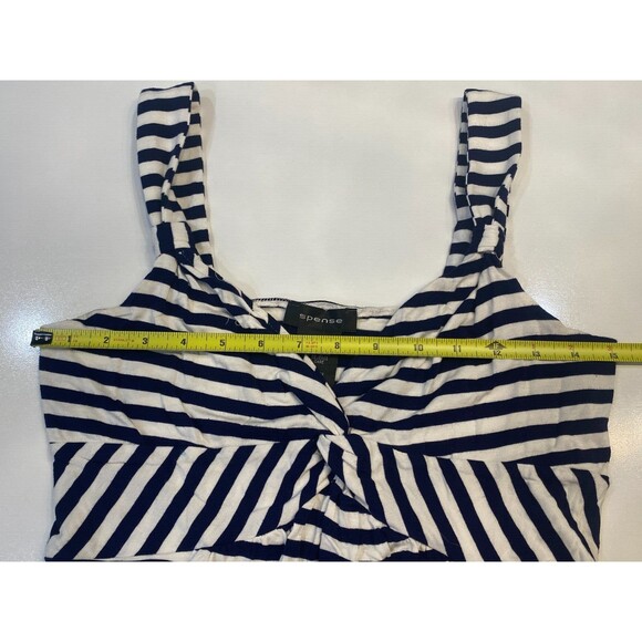 Spense Missy Size M Navy Blue and White Striped Maxi Tank Dress V-Neck - Picture 6 of 8